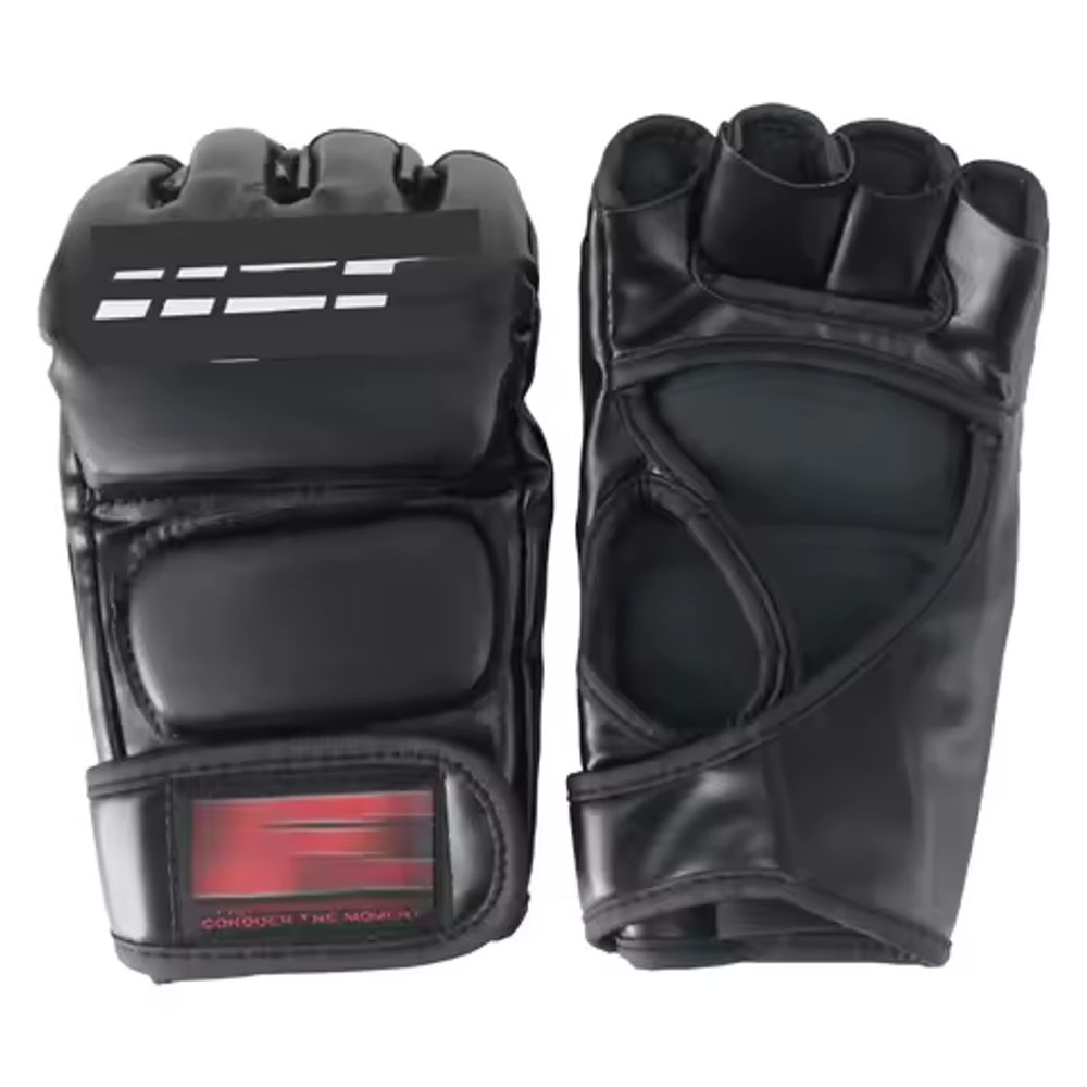 Guantes MMA negros de 7 oz con dedos abiertos para grappling